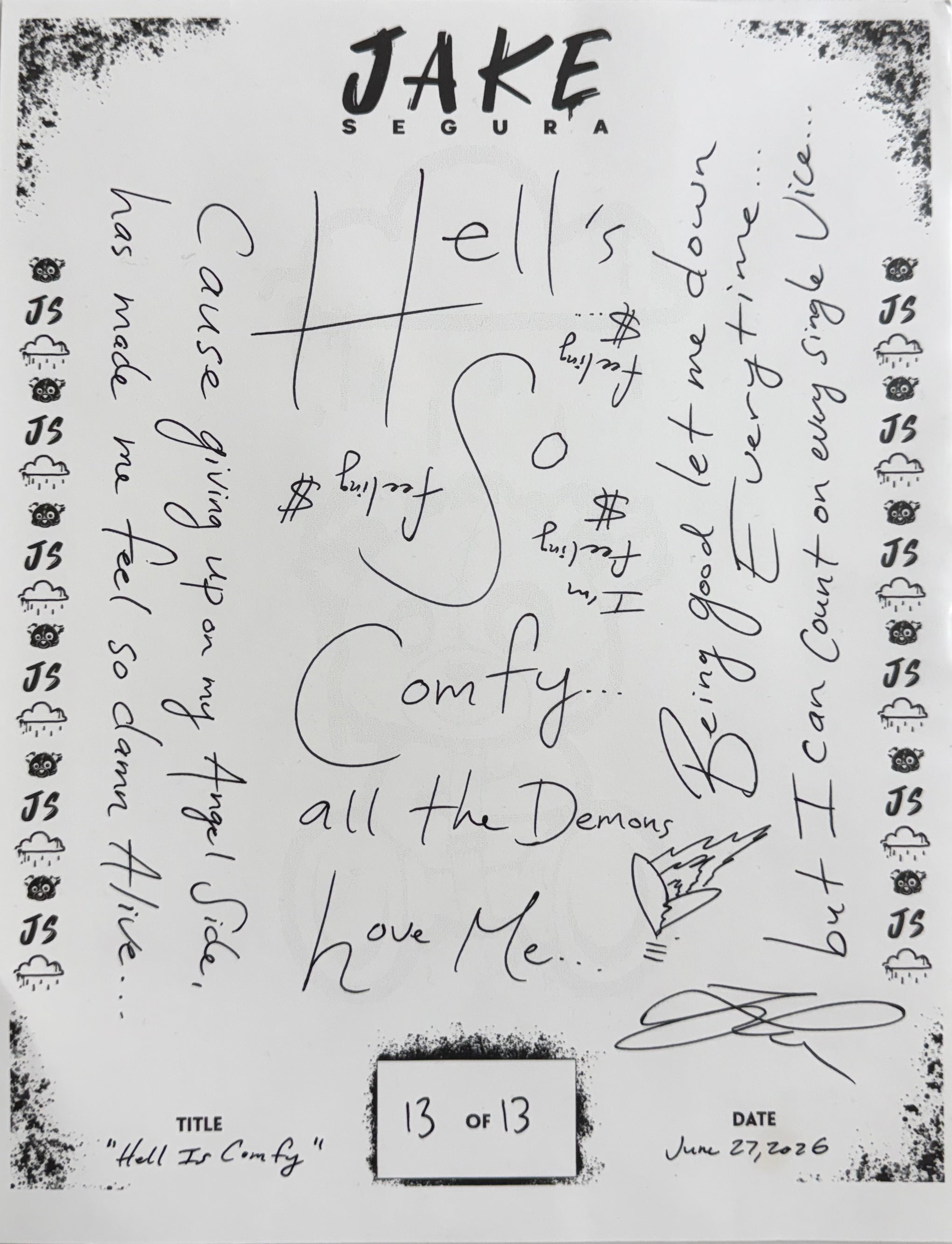 Hell Is Comfy Lyric Sheet